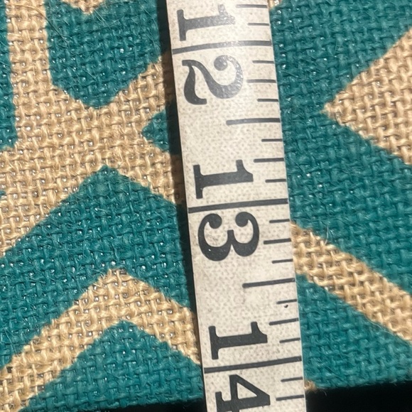 LOLOI Jute / Burlap Blue Green Tote Bag - Picture 6 of 9